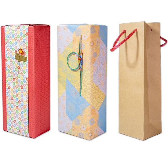 スナップ焼酎の1本用紙箱ギフトラッピングにお付けできる専用手提げ袋とのセット