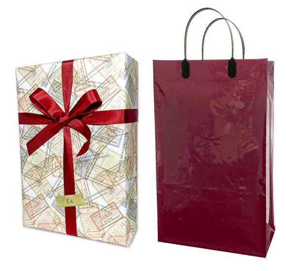 スナップウイスキーの2本用紙箱ギフトラッピングにお付けできる専用手提げ袋とのセット